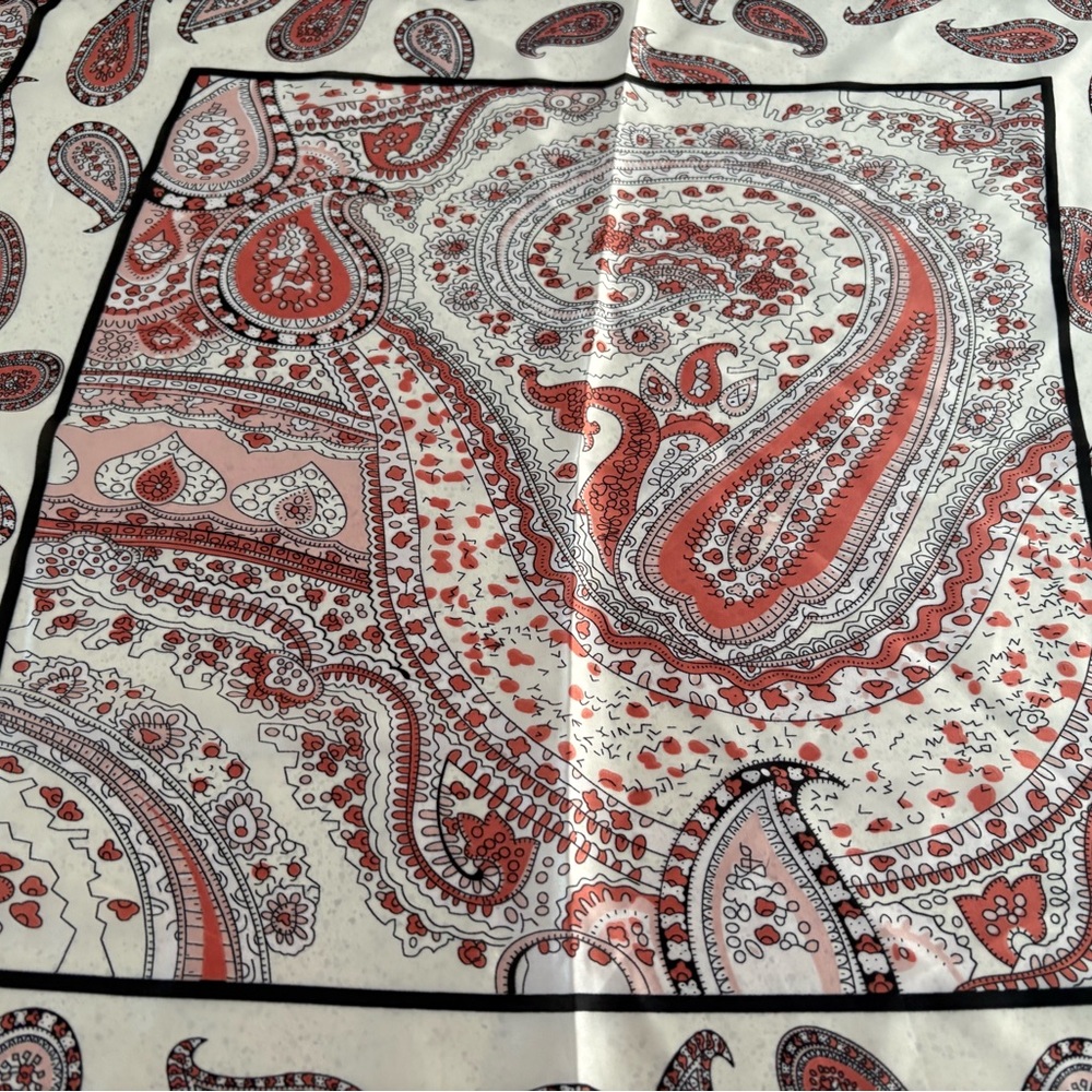 Paisley Decorative Square Scarf - Black and Cream